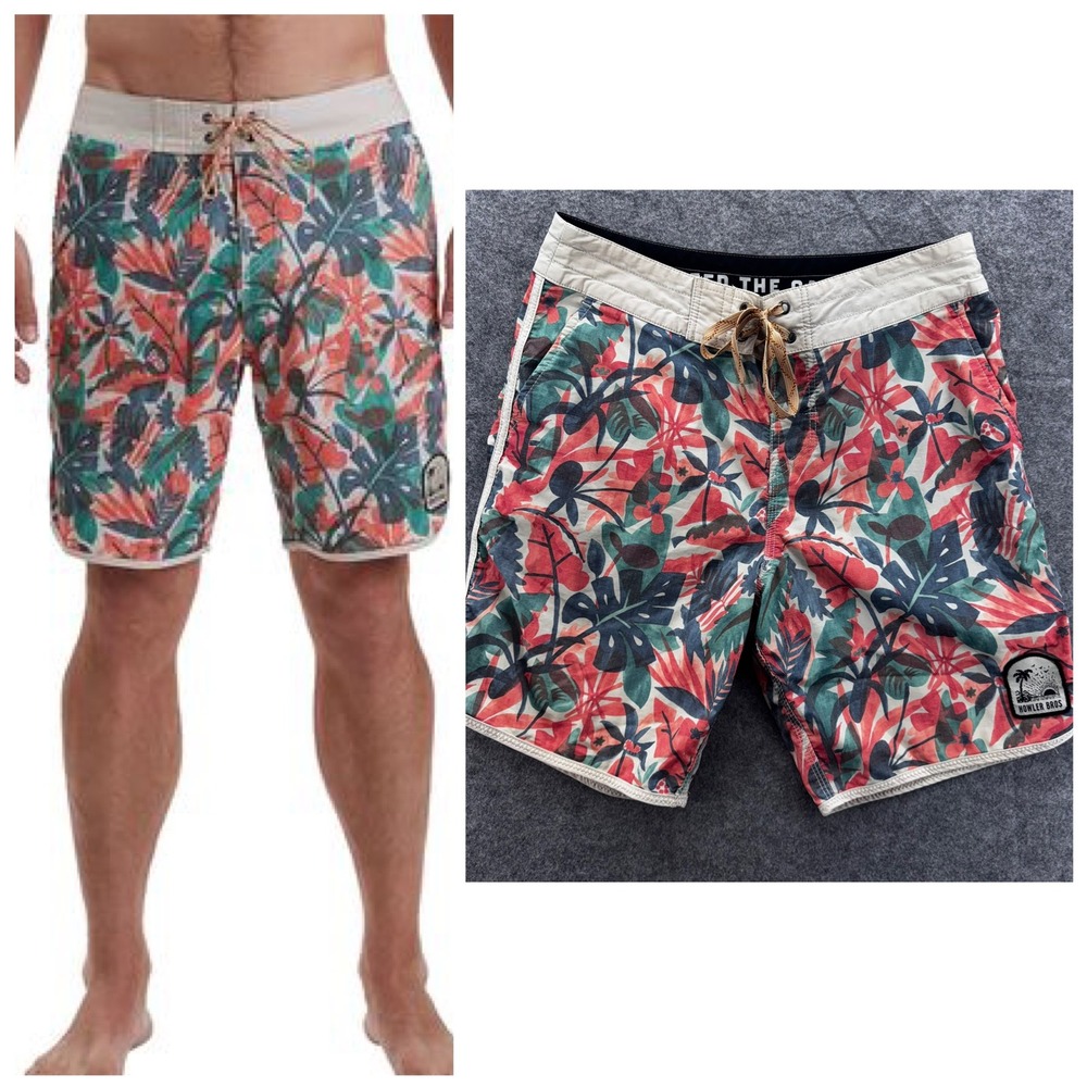 Howler Bros Mens Stretch Bruja Boardshort Size 30 Sherbert Tropical Floral Swim